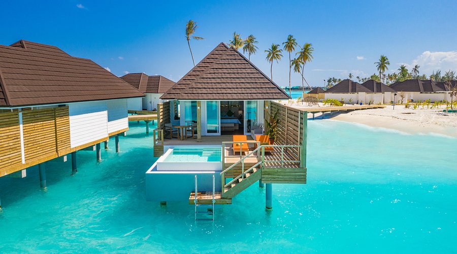 Paradise Island Resort & Spa is a luxury island resort located on Lankanfinolhu Island in the North Malé Atoll, about 20 minutes by speedboat from Velana International Airport. The resort is famous for its white sand beaches, turquoise lagoons, overwater villas, and exciting water-sport adventures